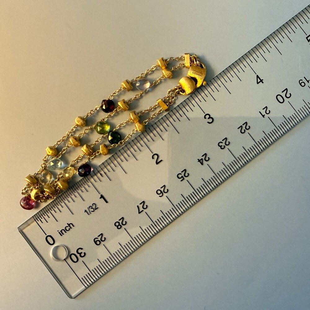 Marco Bicego Paradise 18K 2 Strand Bracelet 6.75-7.5" Multi-Gemstone 10g - Picture 11 of 13